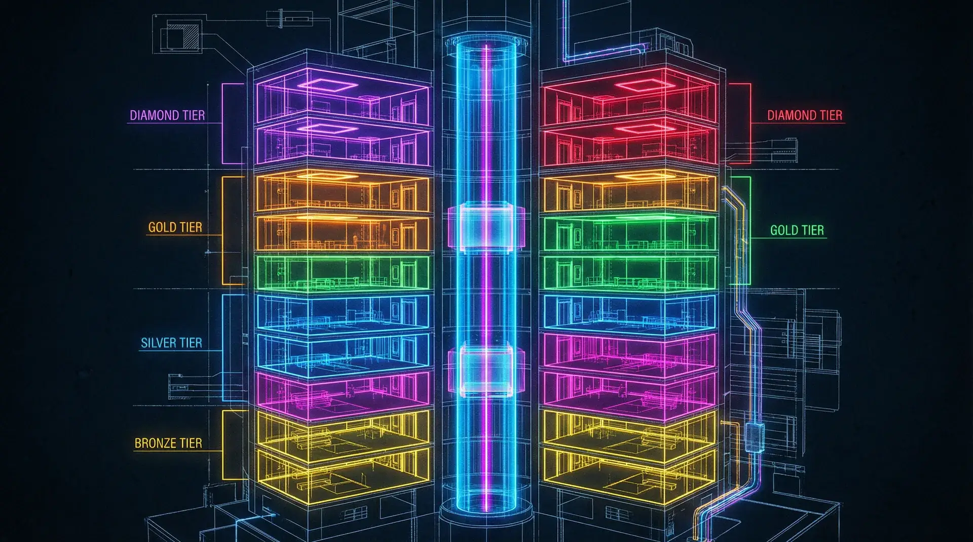 大发棋牌 蓝图摩天楼VIP等级剖面图